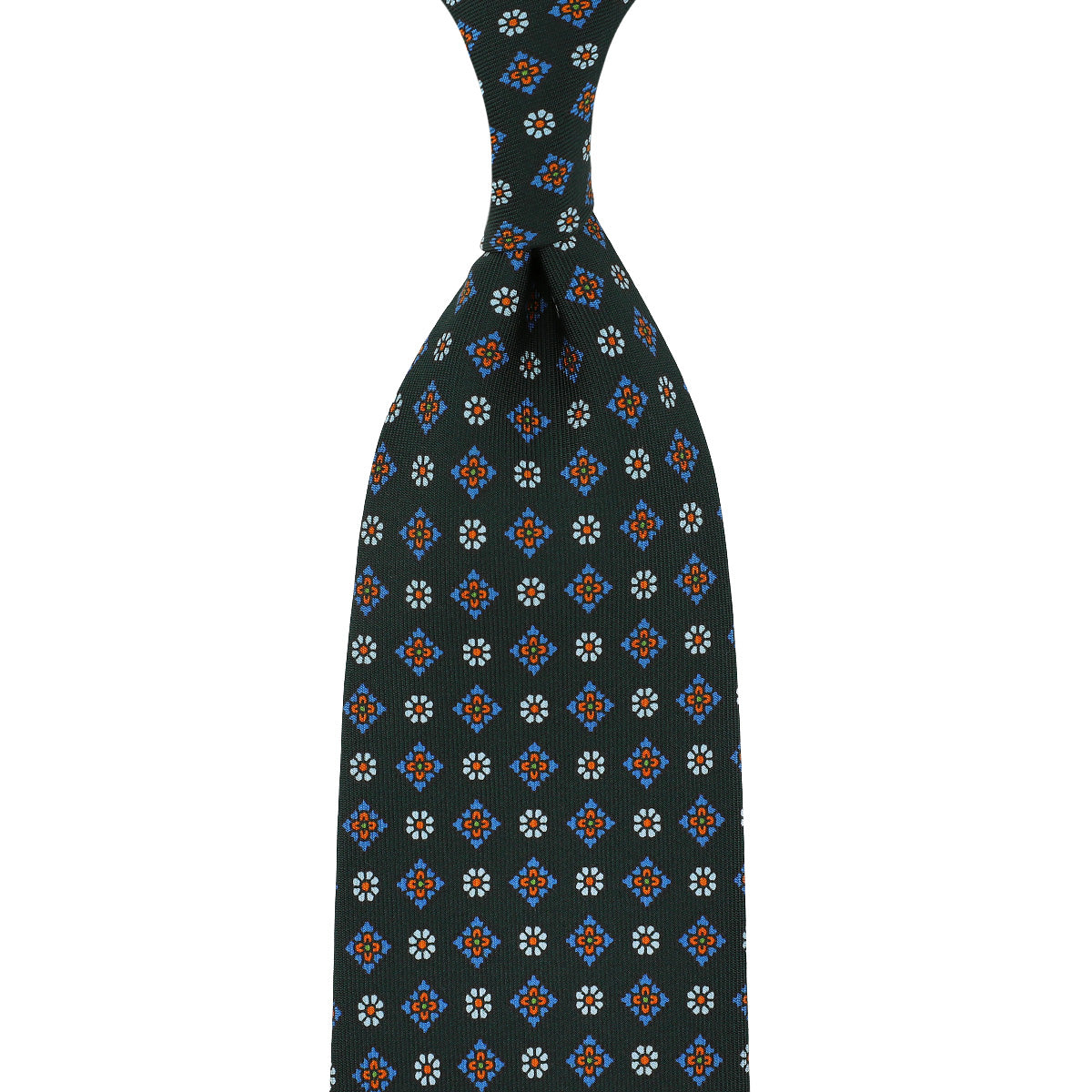 Floral Printed Silk Tie - Forest - Hand-Rolled