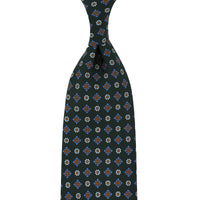 Floral Printed Silk Tie - Forest - Hand-Rolled