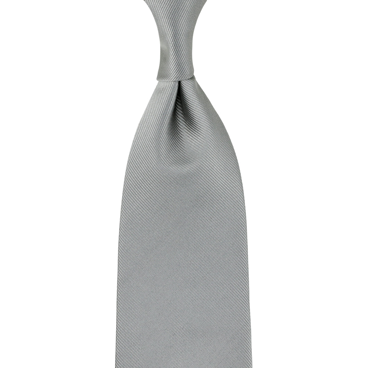 Plain Japanese Jacquard Silk Tie - Silver - Hand-Rolled