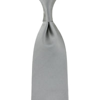 Plain Japanese Jacquard Silk Tie - Silver - Hand-Rolled