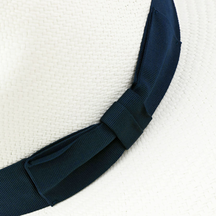 Panama Hat - Ivory - Navy Ribbon - Llano
