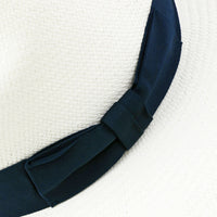 Panama Hat - Ivory - Navy Ribbon - Llano