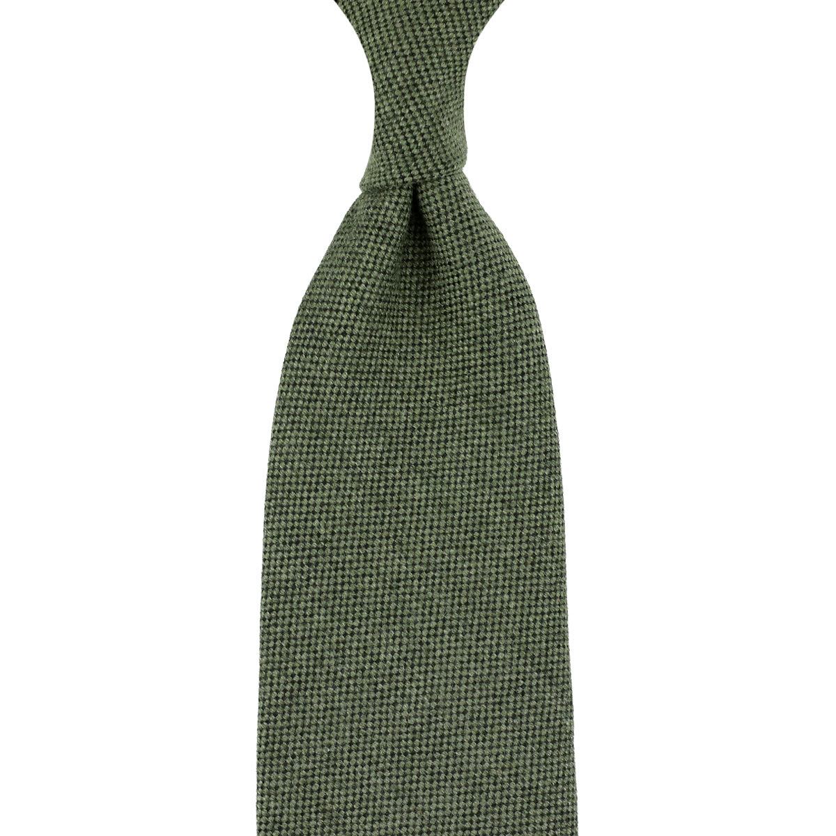 Plain Cashmere Tie - Moss Green - Hand-Rolled