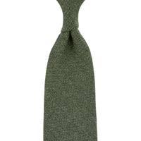 Plain Cashmere Tie - Moss Green - Hand-Rolled