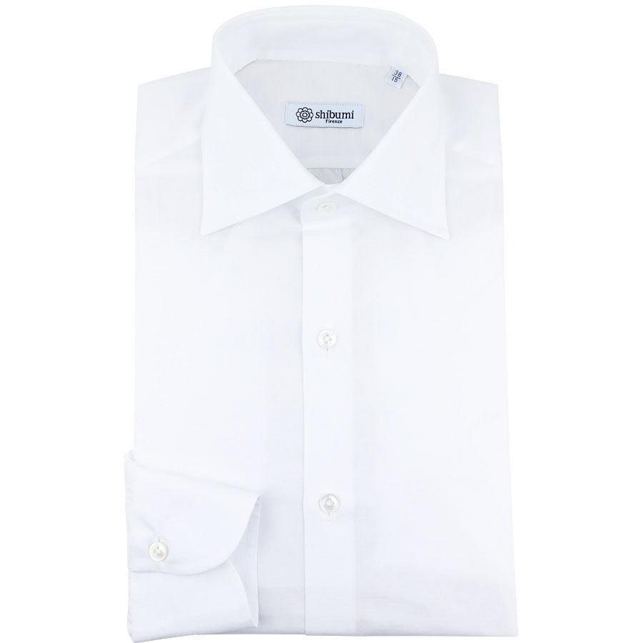 Cotton / Linen Semi Spread Shirt - White