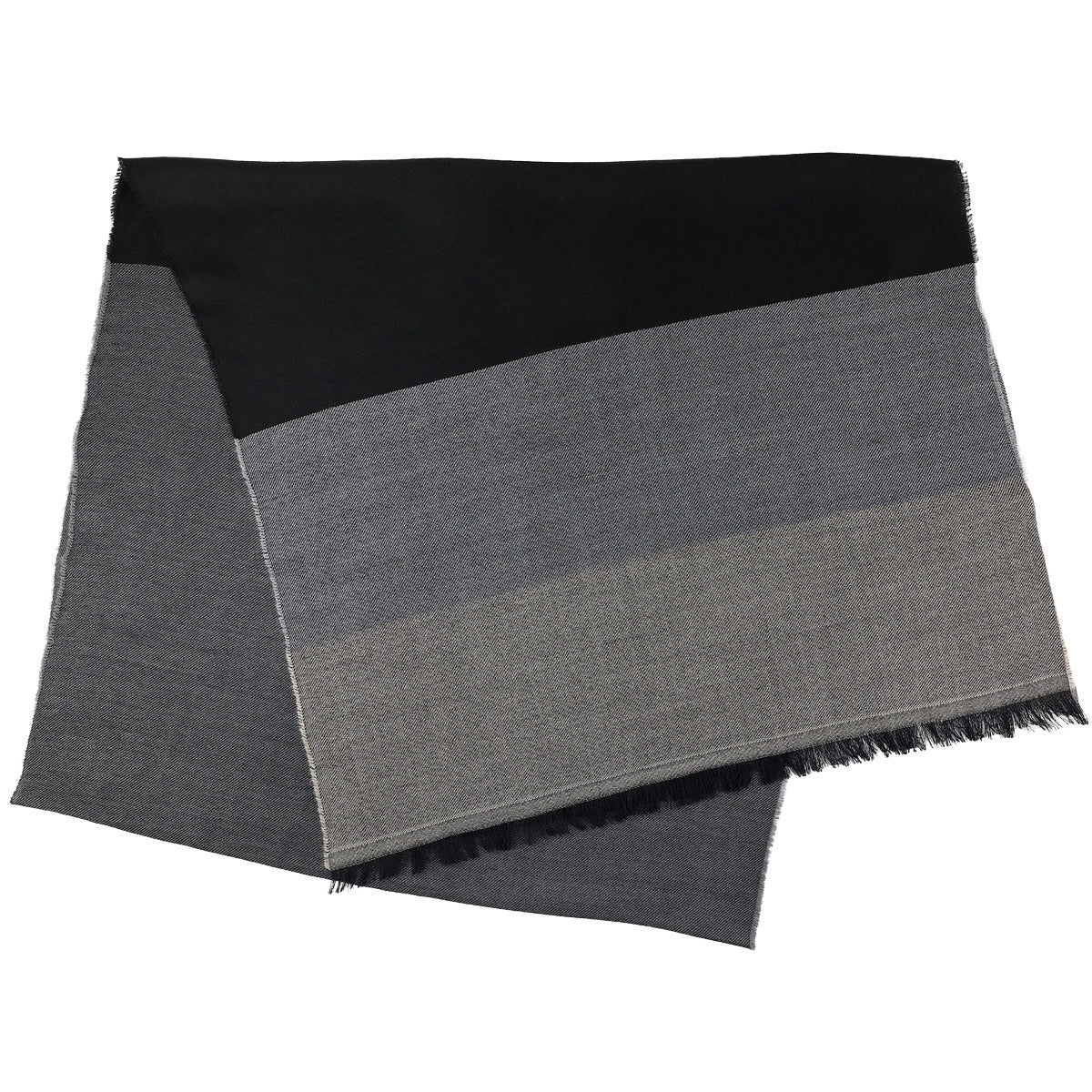 Striped Wool / Silk Scarf - Charcoal / Grey