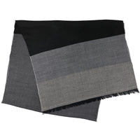 Striped Wool / Silk Scarf - Charcoal / Grey