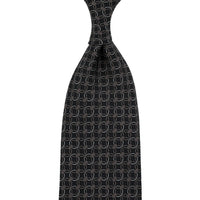 Chain Printed Silk Tie - Black - Hand-Rolled