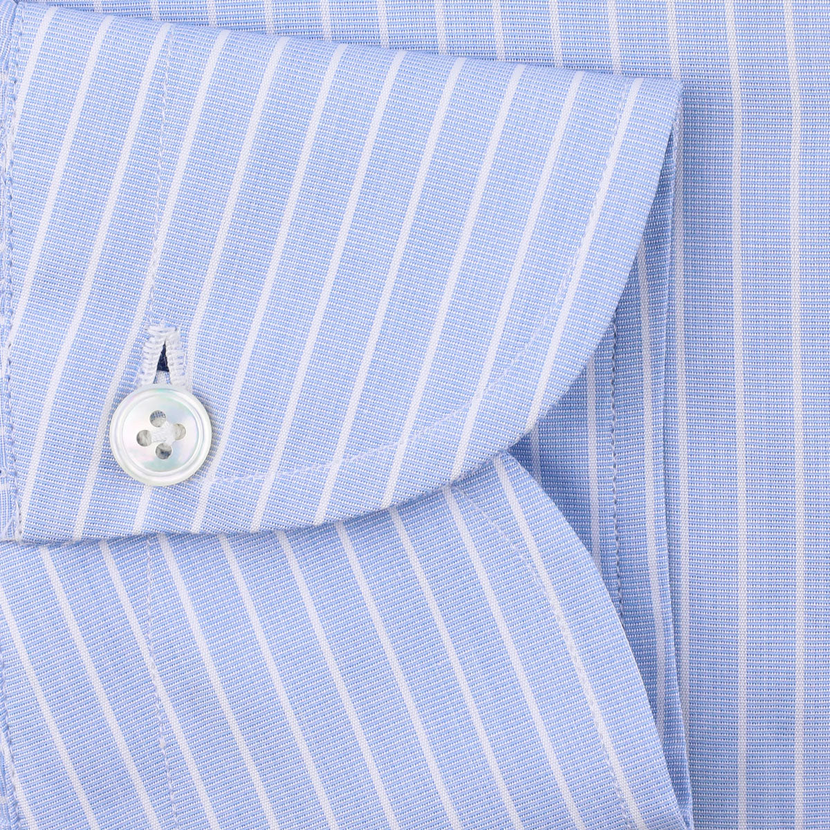 Poplin Semi Spread Shirt - Light Blue - Reverse Stripe