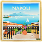 Napoli Travel Poster Silk Pocket Square - 40x40cm