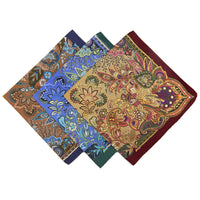 Paisley Printed Cotton Handkerchief Set - Burgundy / Navy / Forest