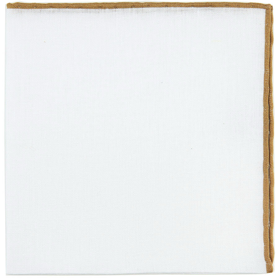 Irish Linen Shoestring Pocket Square - White / Beige