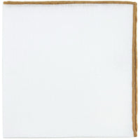Irish Linen Shoestring Pocket Square - White / Beige