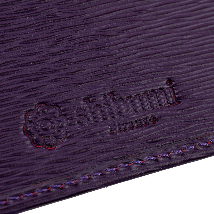 Calfskin Leather Credit Card Case - Eggplant