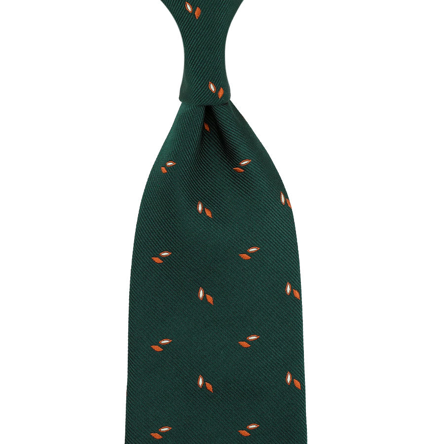 Geometrical Jacquard Silk Tie - Forest - Hand-Rolled