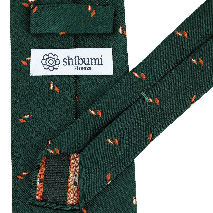 Geometrical Jacquard Silk Tie - Forest - Hand-Rolled