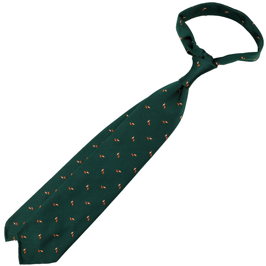 Geometrical Jacquard Silk Tie - Forest - Hand-Rolled