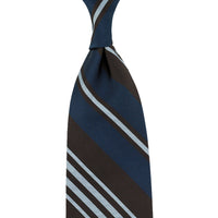 Repp Stripe Silk Tie - Navy / Espresso / Sky