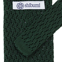Zigzag Silk Knit Tie - Forest Green