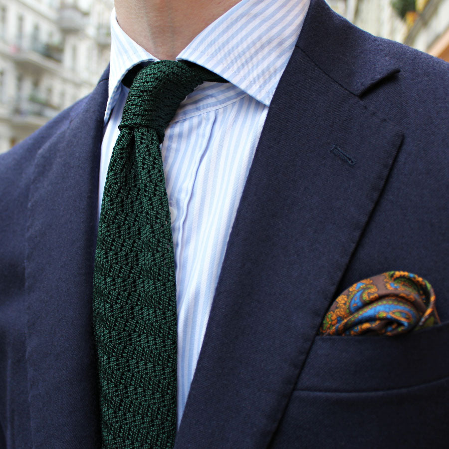Michelsons of London Pin Dot with Border Silk Handkerchief - Yellow/Navy | IL Michelsons of London Pin Dot with Border Silk Handkerchief - Yellow/Navy | IL