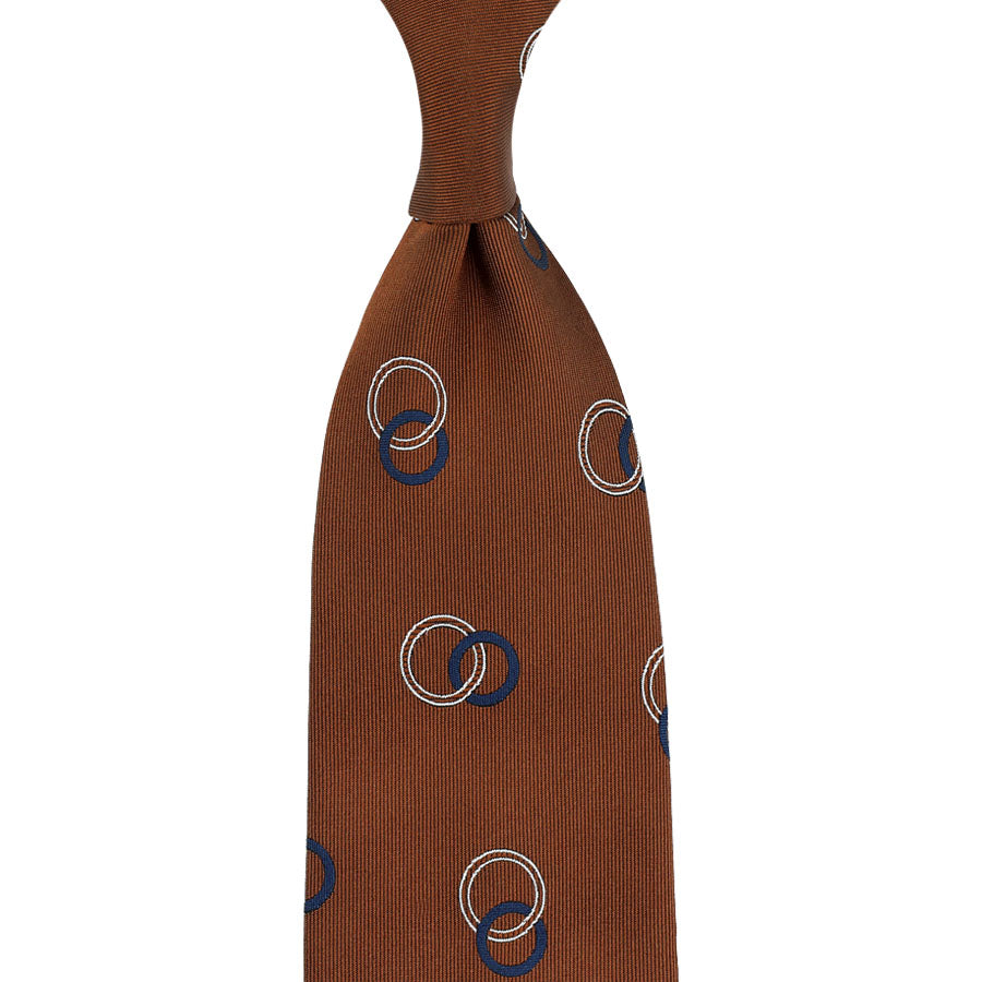 Geometrical Jacquard Silk Tie - Copper - Hand-Rolled