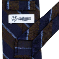 Japanese Boucle Silk Tie - Brown / Navy / Sky