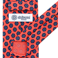 Floral Printed Silk Tie - Salmon - Hand-Rolled