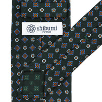 Floral Printed Silk Tie - Forest - Hand-Rolled