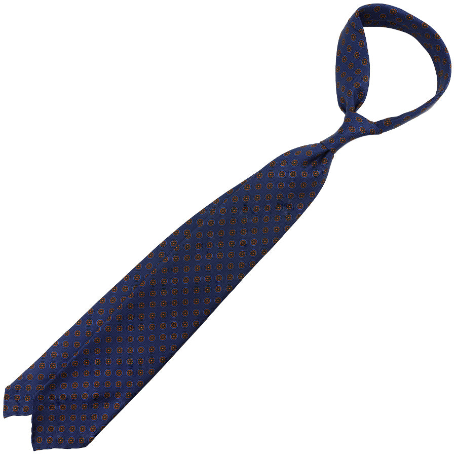 Ancient Madder Silk Tie - Navy - Hand-Rolled