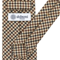 A. Moon Checked Wool Tie - Brown - Hand-Rolled