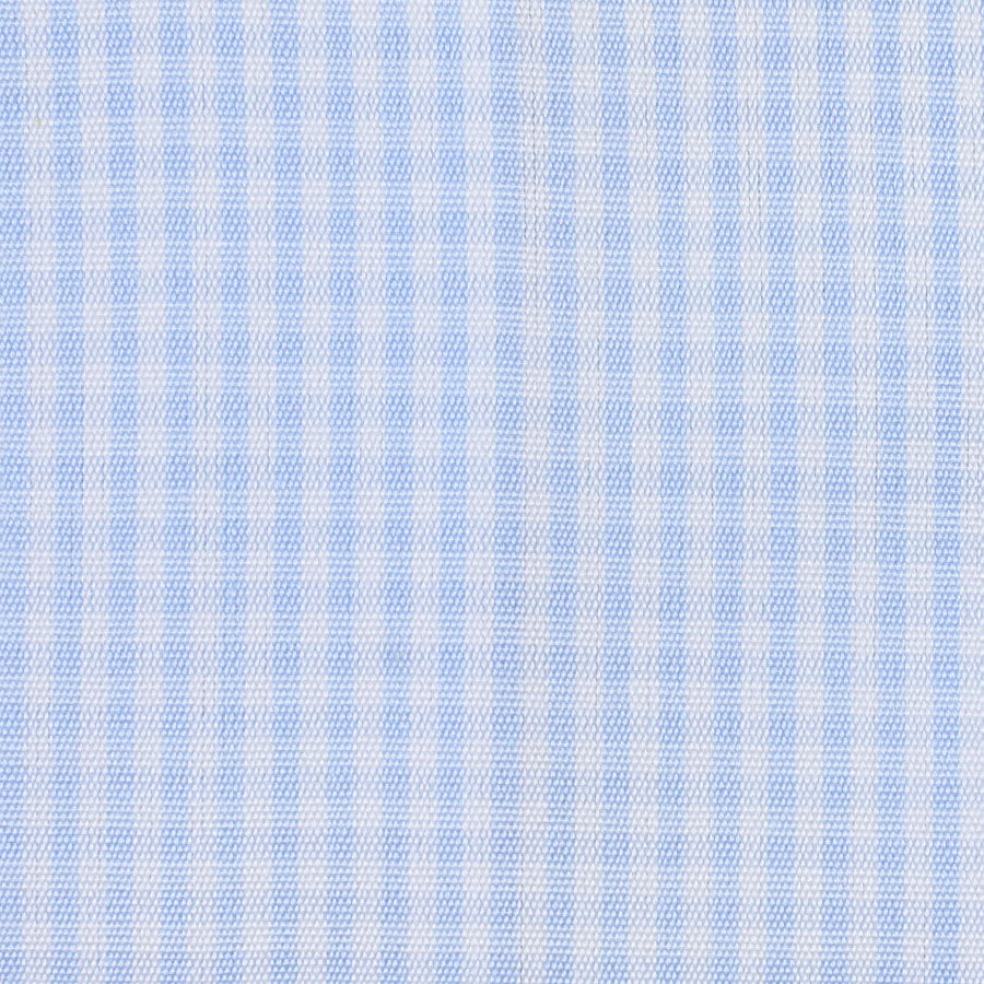 Poplin Semi Spread Shirt - White / Light Blue - Gingham