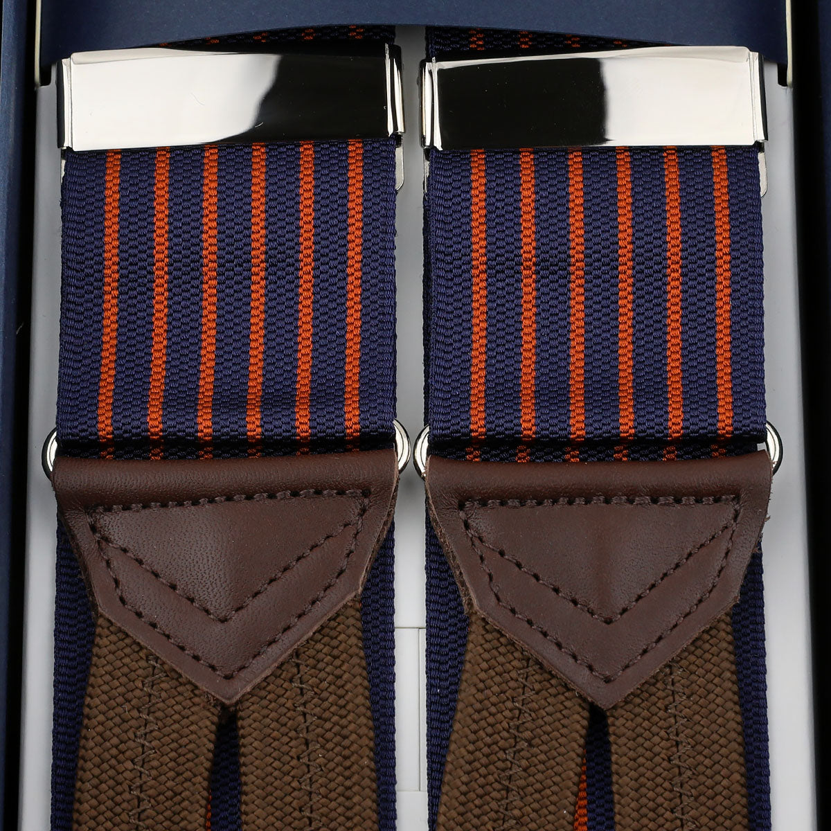 Barathea Braces - Navy / Orange