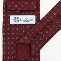 Floral Printed Silk Tie - Burgundy - Hand-Rolled