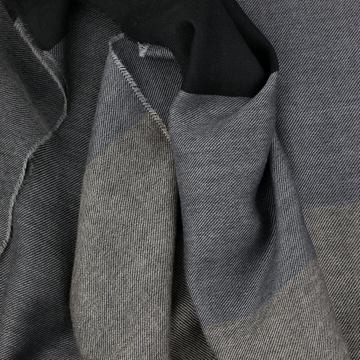 Striped Wool / Silk Scarf - Charcoal / Grey