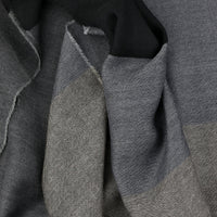 Striped Wool / Silk Scarf - Charcoal / Grey