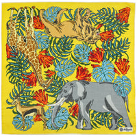 Safari Motif Wool / Silk Pocket Square - Yellow - 40x40cm