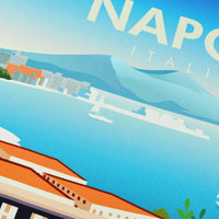 Napoli Travel Poster Silk Pocket Square - 40x40cm