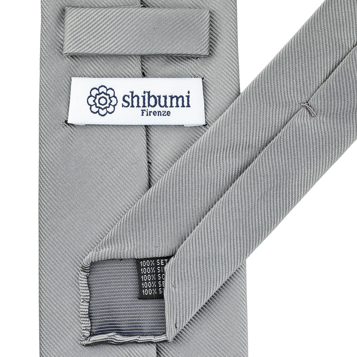 Plain Japanese Jacquard Silk Tie - Silver - Hand-Rolled