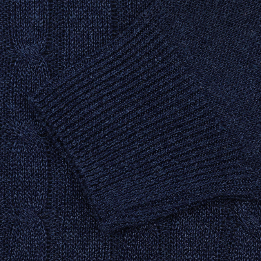 Linen / Cotton Cricket Sweater - Navy