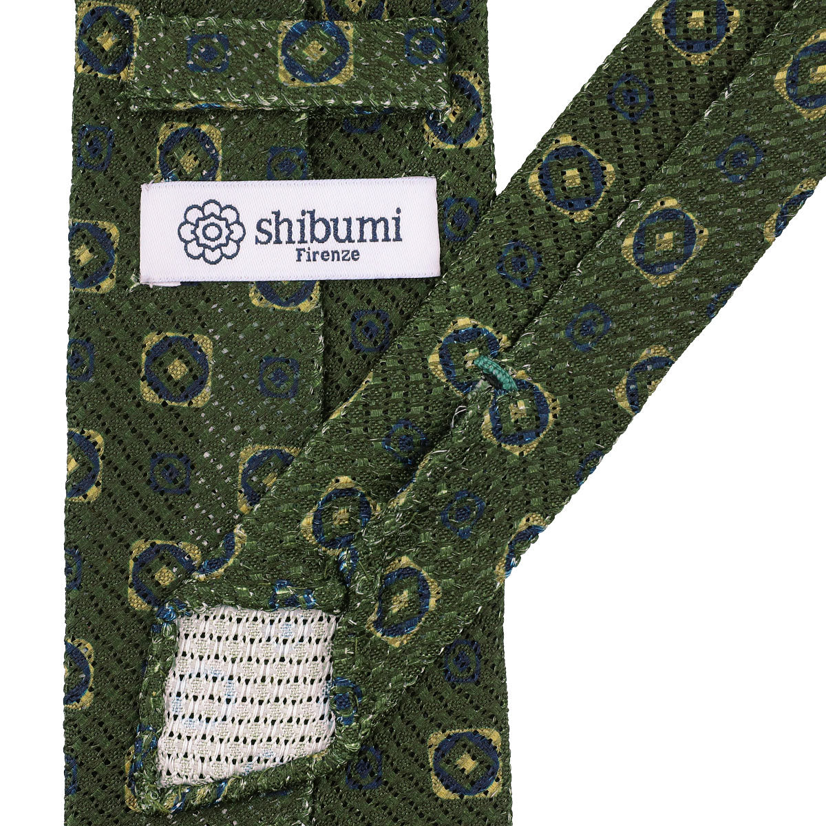 Printed Grossa Grenadine Silk Tie - Olive - Hand-Rolled