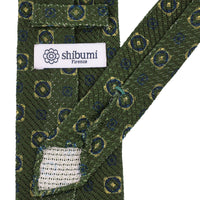 Printed Grossa Grenadine Silk Tie - Olive - Hand-Rolled