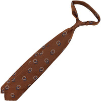 Geometrical Jacquard Silk Tie - Copper - Hand-Rolled