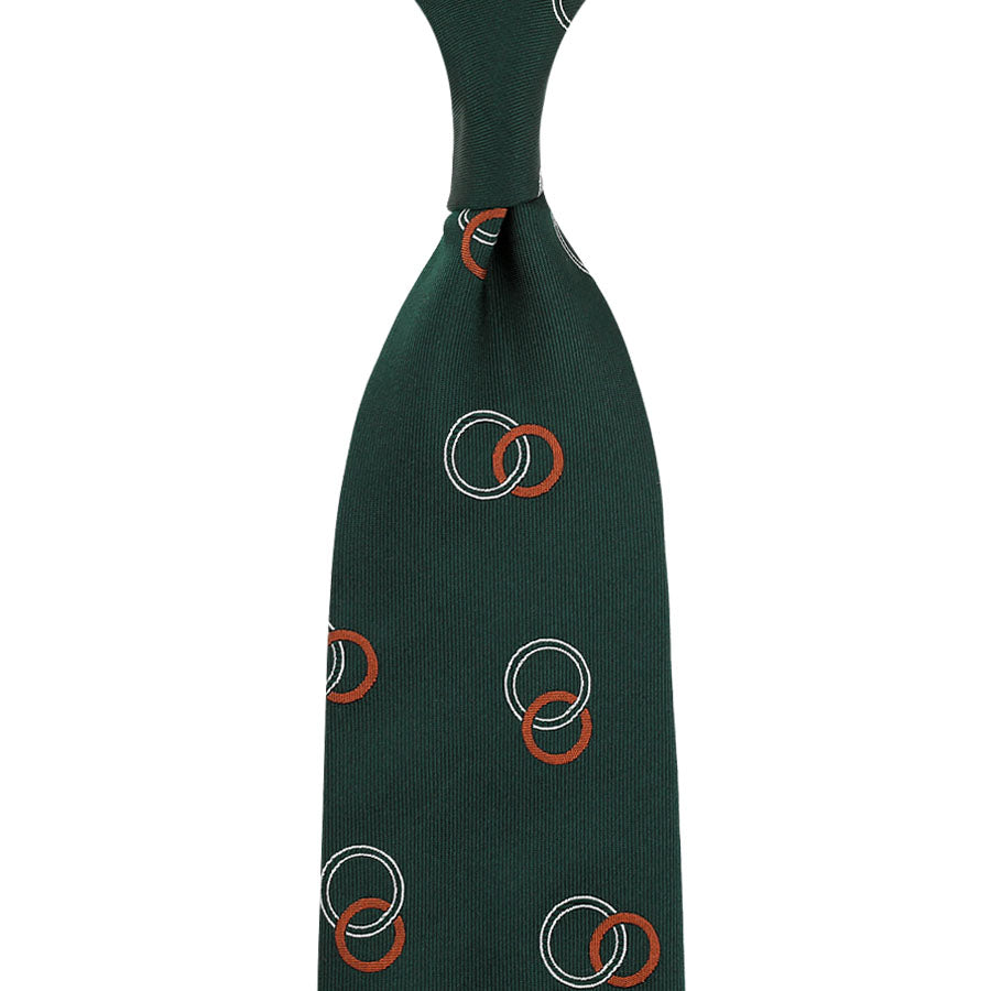 Geometrical Jacquard Silk Tie - Forest - Hand-Rolled