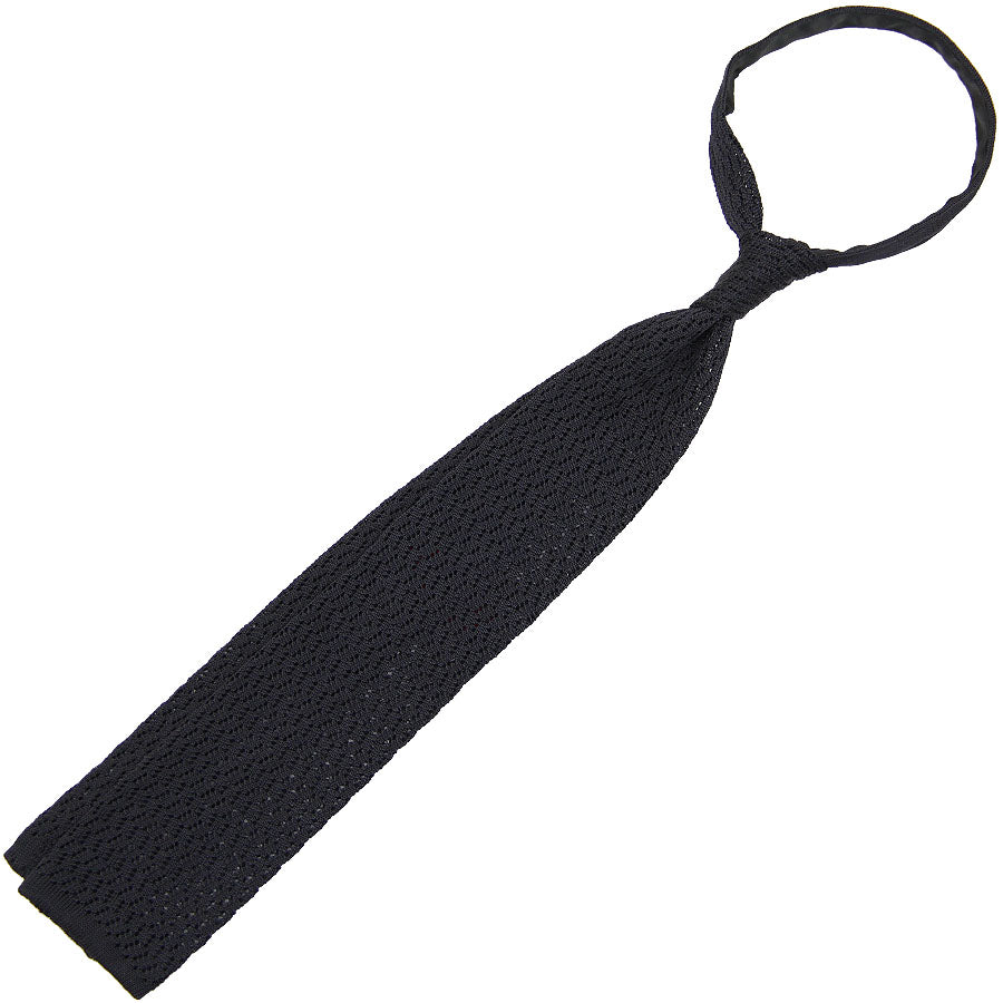 Zigzag Silk Knit Tie - Graphite