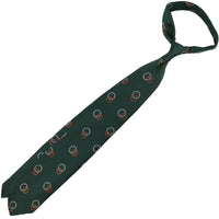 Geometrical Jacquard Silk Tie - Forest - Hand-Rolled