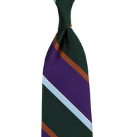 Japanese Repp Stripe Silk Tie - Forest / Purple