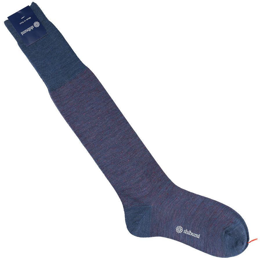 Knee Socks - Dots - Denim - Wool