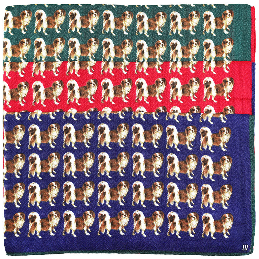3x Animal Motif Cotton Handkerchief Set - Forest / Burgundy / Navy