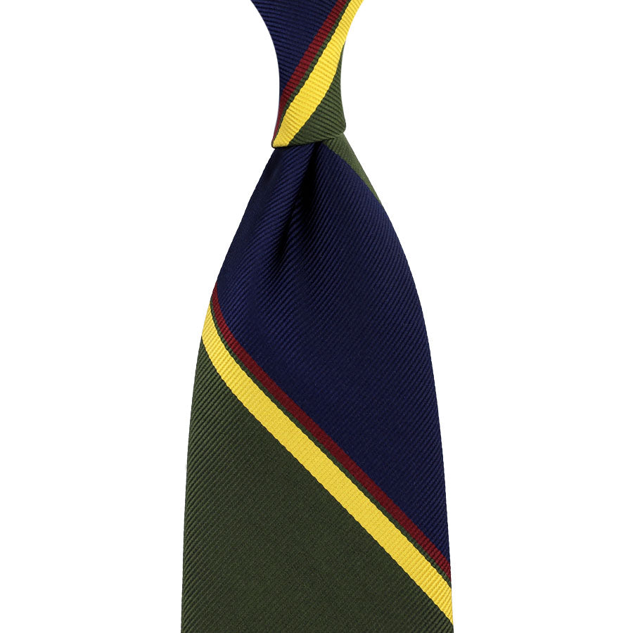 Japanese Repp Stripe Silk Tie - Navy / Olive
