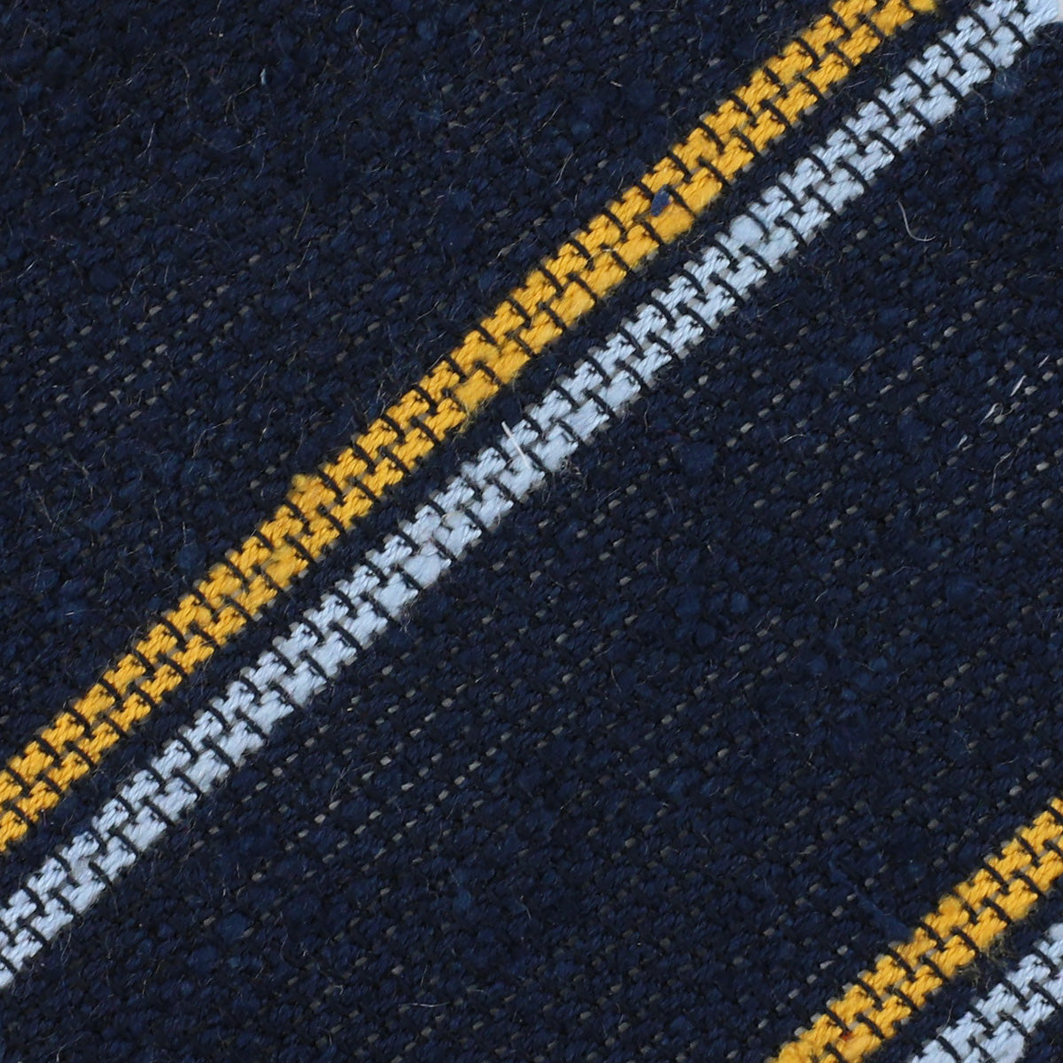 Striped Shantung Grenadine Bespoke Tie - Navy / Yellow / Sky